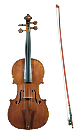 Violin og violinbue (ukendt mærke)