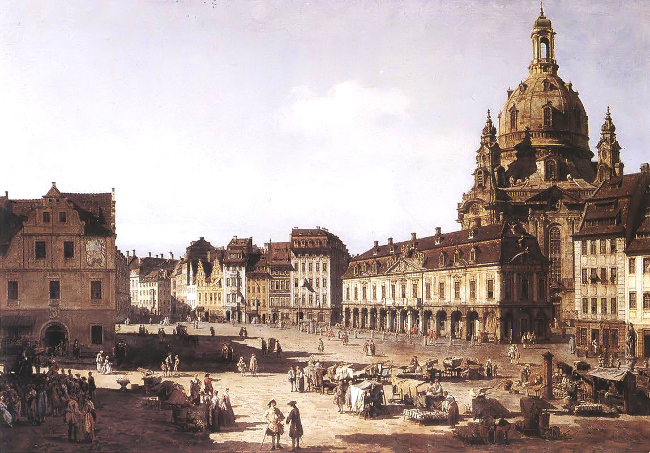 New Market Square, Dresden, 1750. Malet af Bernardo Bellotto.