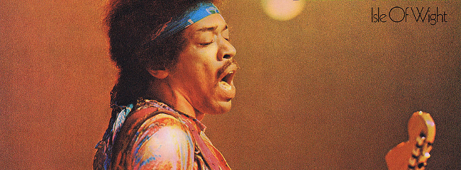 Albumcover. Isle of Wight, 1971. Billedet, der viser Hendrix med sin Stratocaster, er taget kun tolv dage før Hendrix' død i 1970.